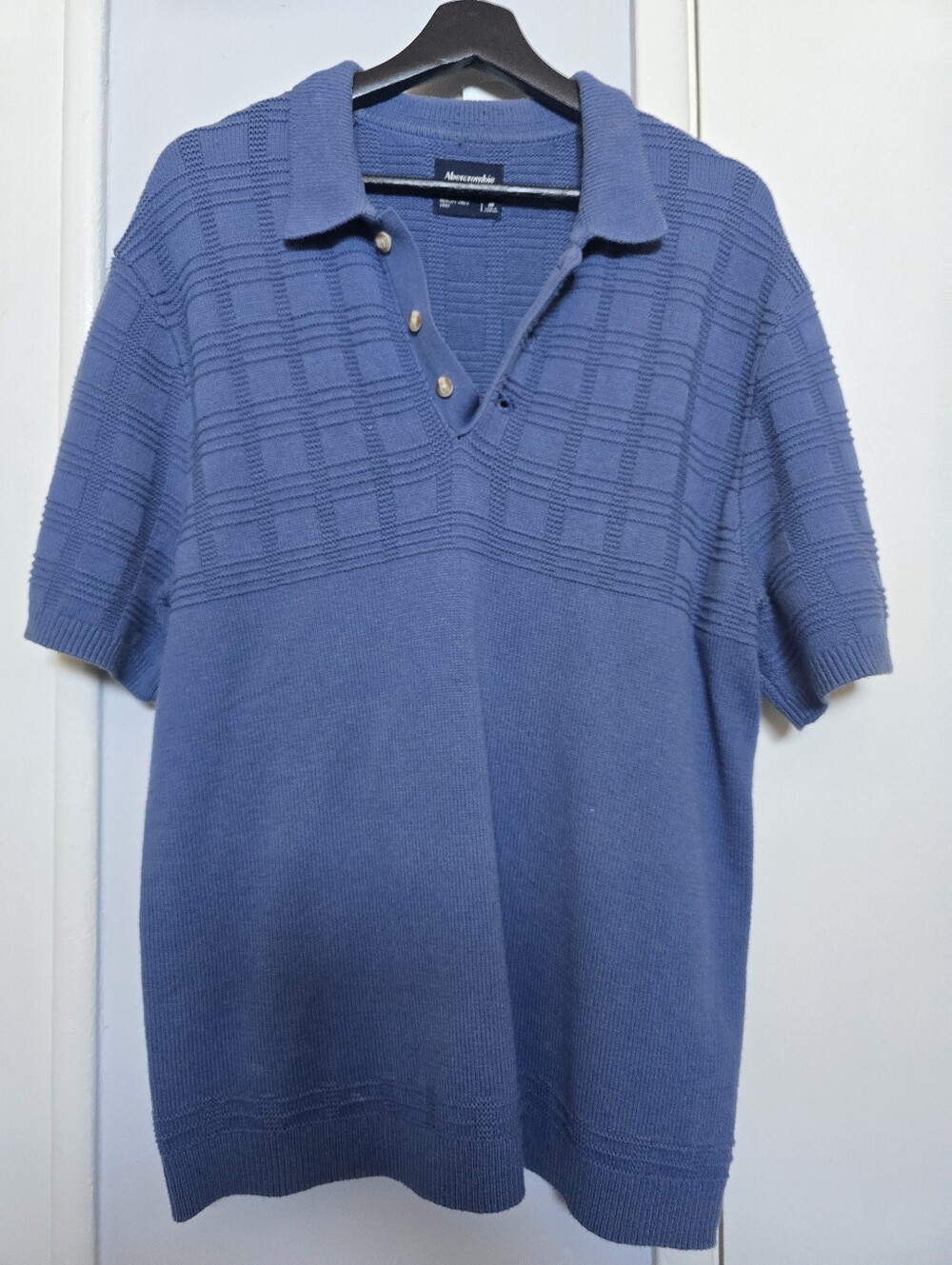 Men’s Abercrombie Slate Blue Cable Knit Polo Size M